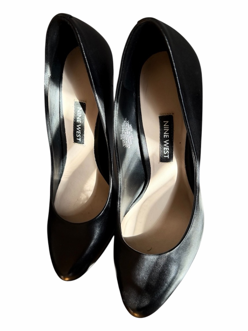 Nine West Black Leather Platform Pumps Heels Size 6M